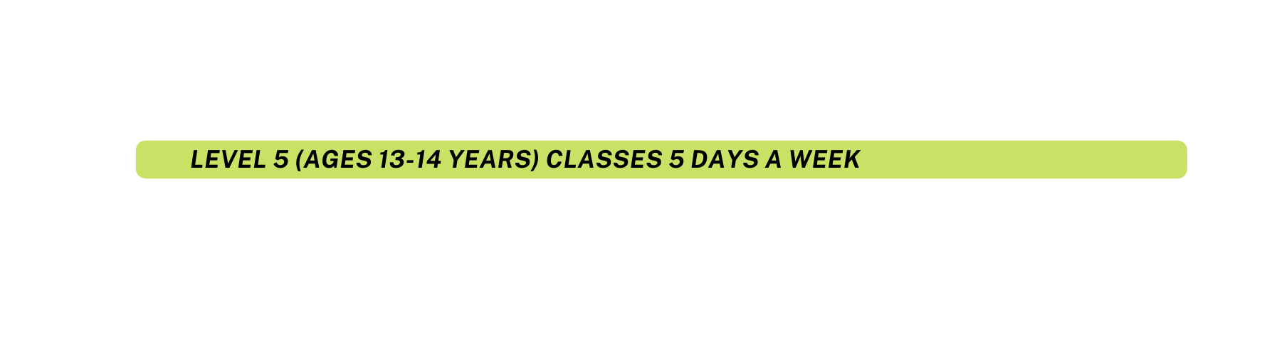 Level 5 Ages 13 14 years classes 5 days a week