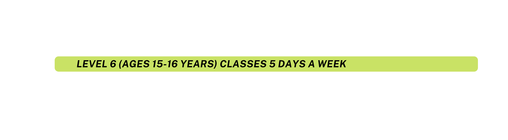 Level 6 Ages 15 16 years classes 5 days a week