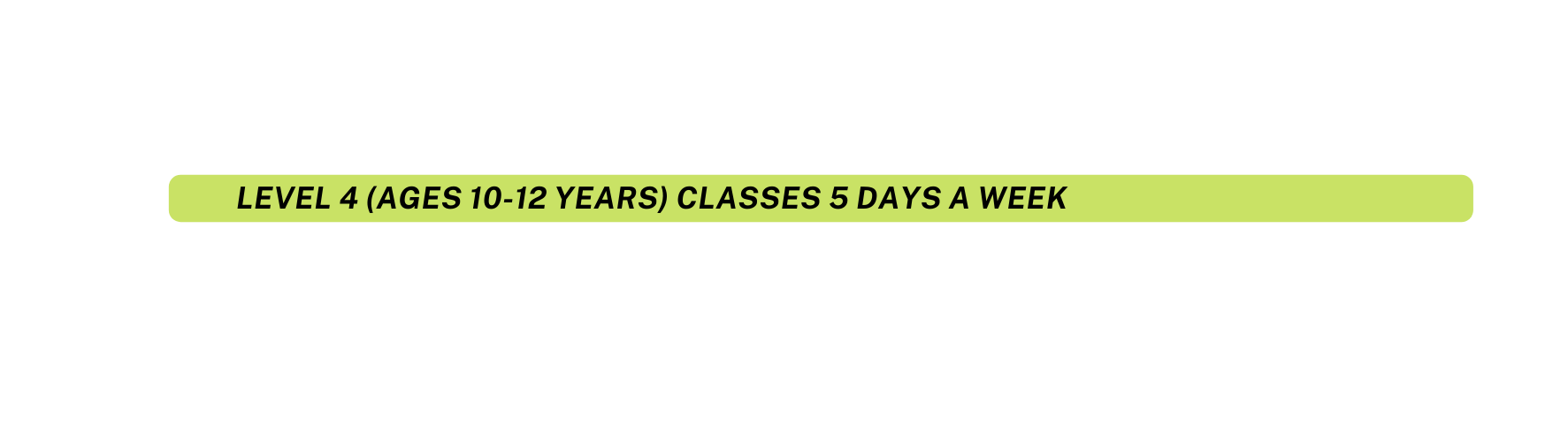 Level 4 Ages 10 12 years classes 5 days a week